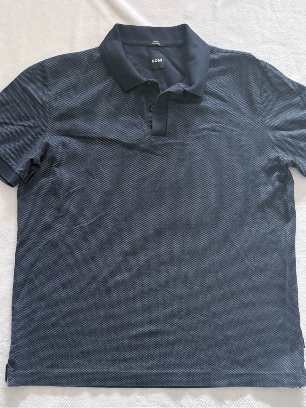 BOSS Men's Navy Textured Polo